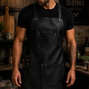Delantal Peto de Cuero — Negro