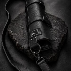 Estuche Tubo Portacuchillos de Cuero — Negro